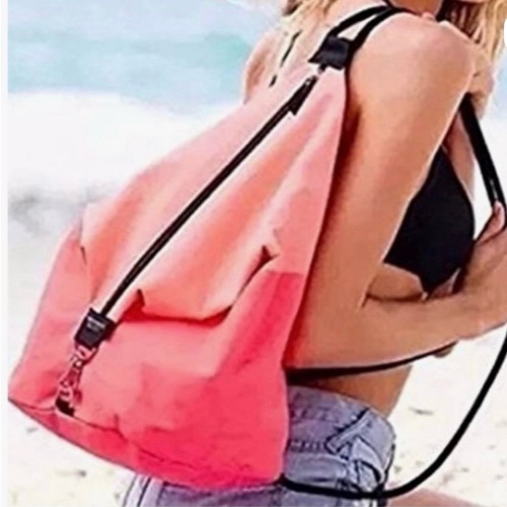 Victoria’s Secret Limited Edition Pink Peach Canvas Color Block Backpack NEW
